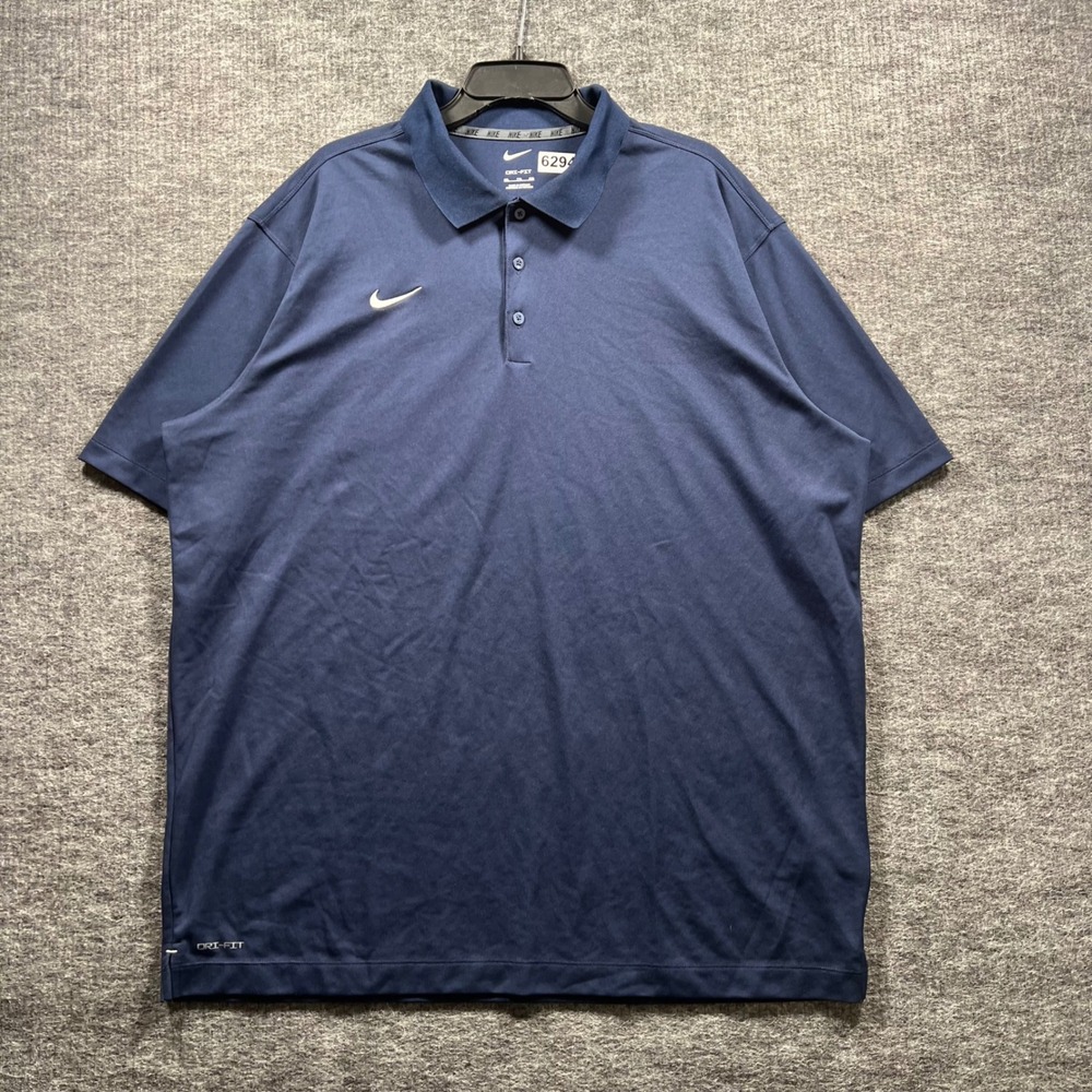 Nike Mens Dri-FIT Polo Shirt XXL Navy Blue Short Sleeve Golf Top